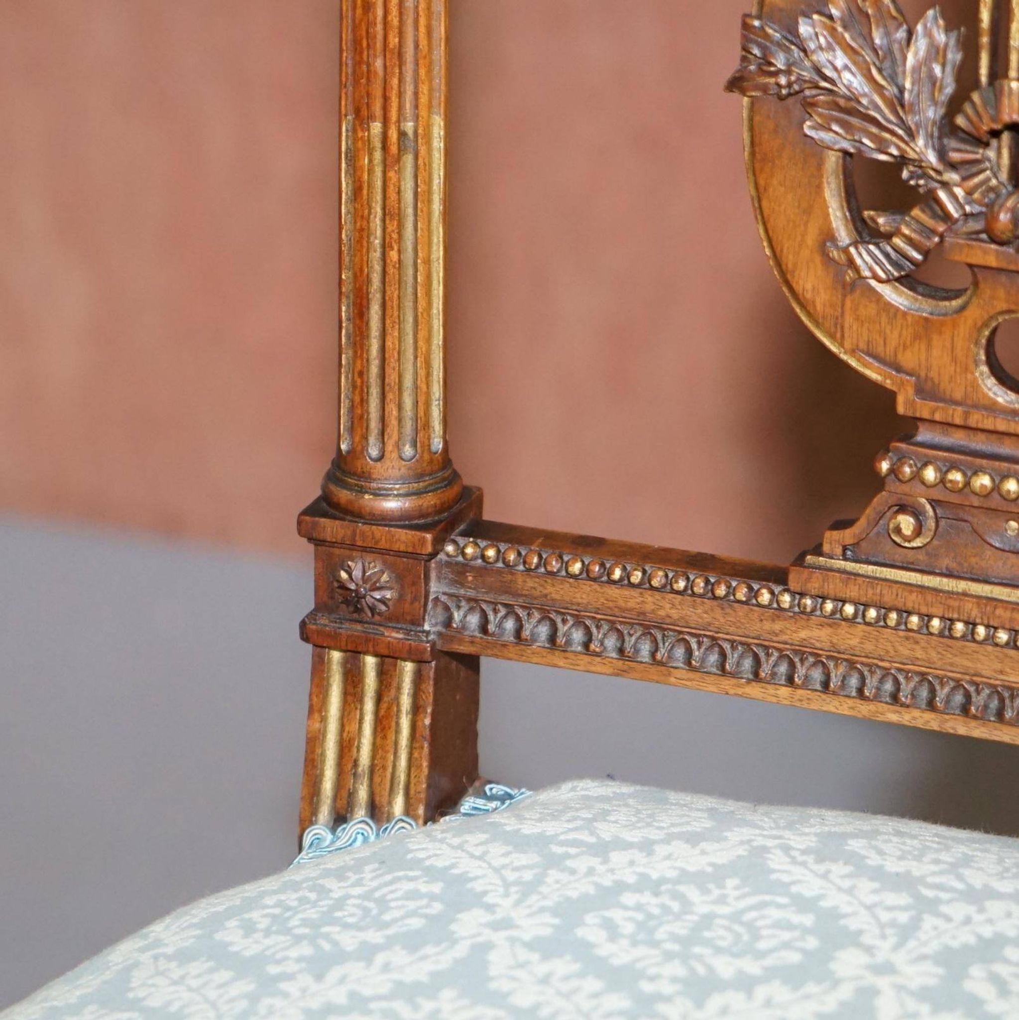 Pair of Carved Golden Wood Accent Chairs
