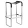 Contemporary classic bar stool in aged silver steel and black leather.