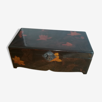 Old trunk box with lacquered décor