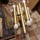 Gold metal pendant chandelier, Italy - 1970