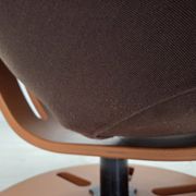 1980s, Swedish swivel armchair, nubuck leather, canvas, bent beech wood.