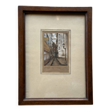 Antique illustration of Paris, signed and dated 1934