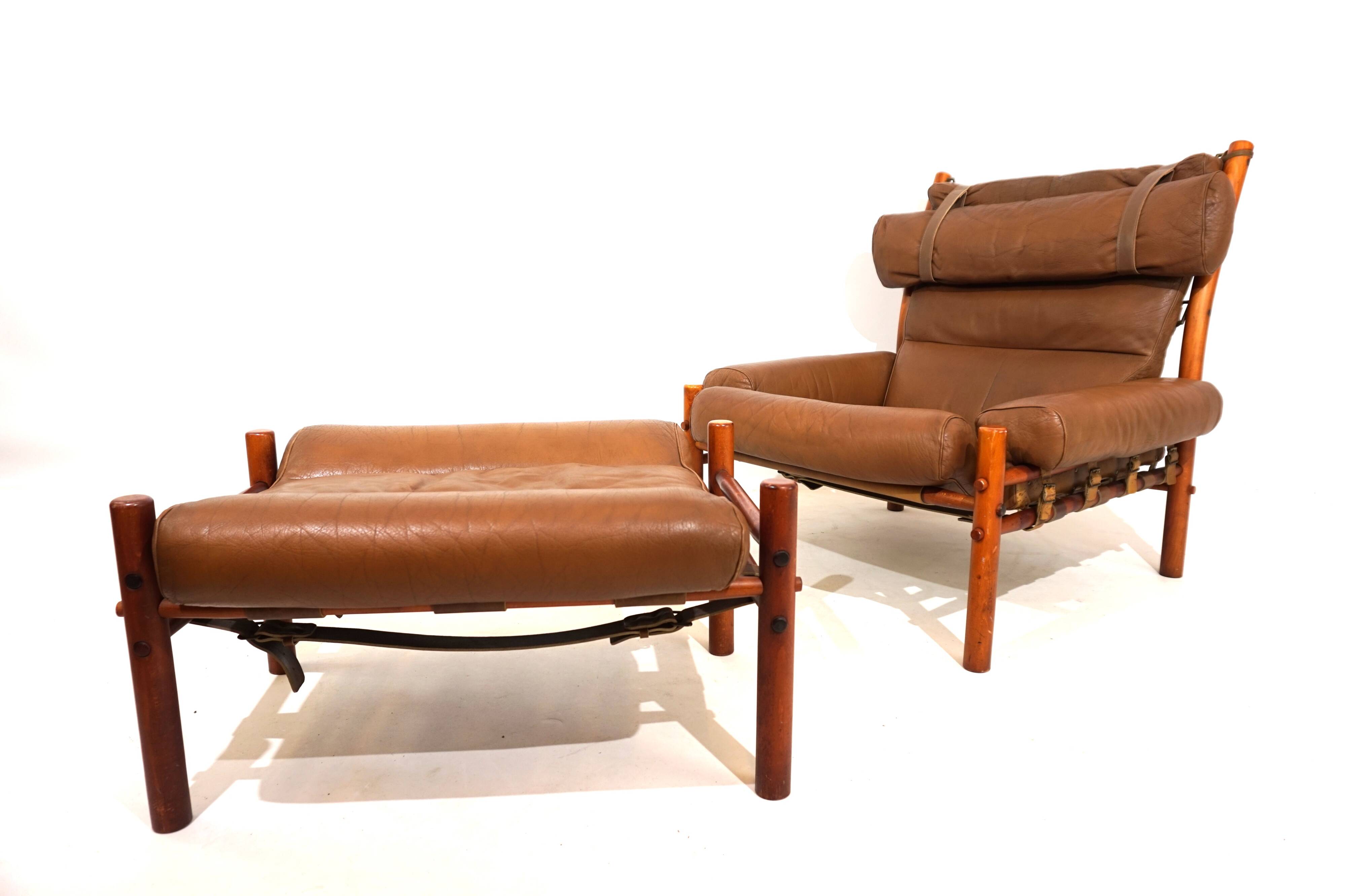 Arne Norell Inca chair with ottoman for Norell AB