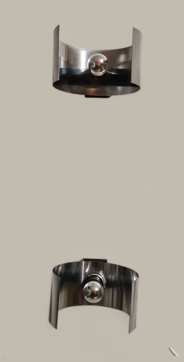 Pair of sculptural lamps in brushed metal – Design by Philippe Rogier