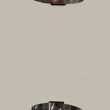 Pair of sculptural lamps in brushed metal – Design by Philippe Rogier