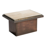 Belgochrom coffeetable in polished metal and travertin