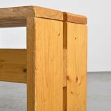 Solid pine stool from Les Arcs, circa 1975.