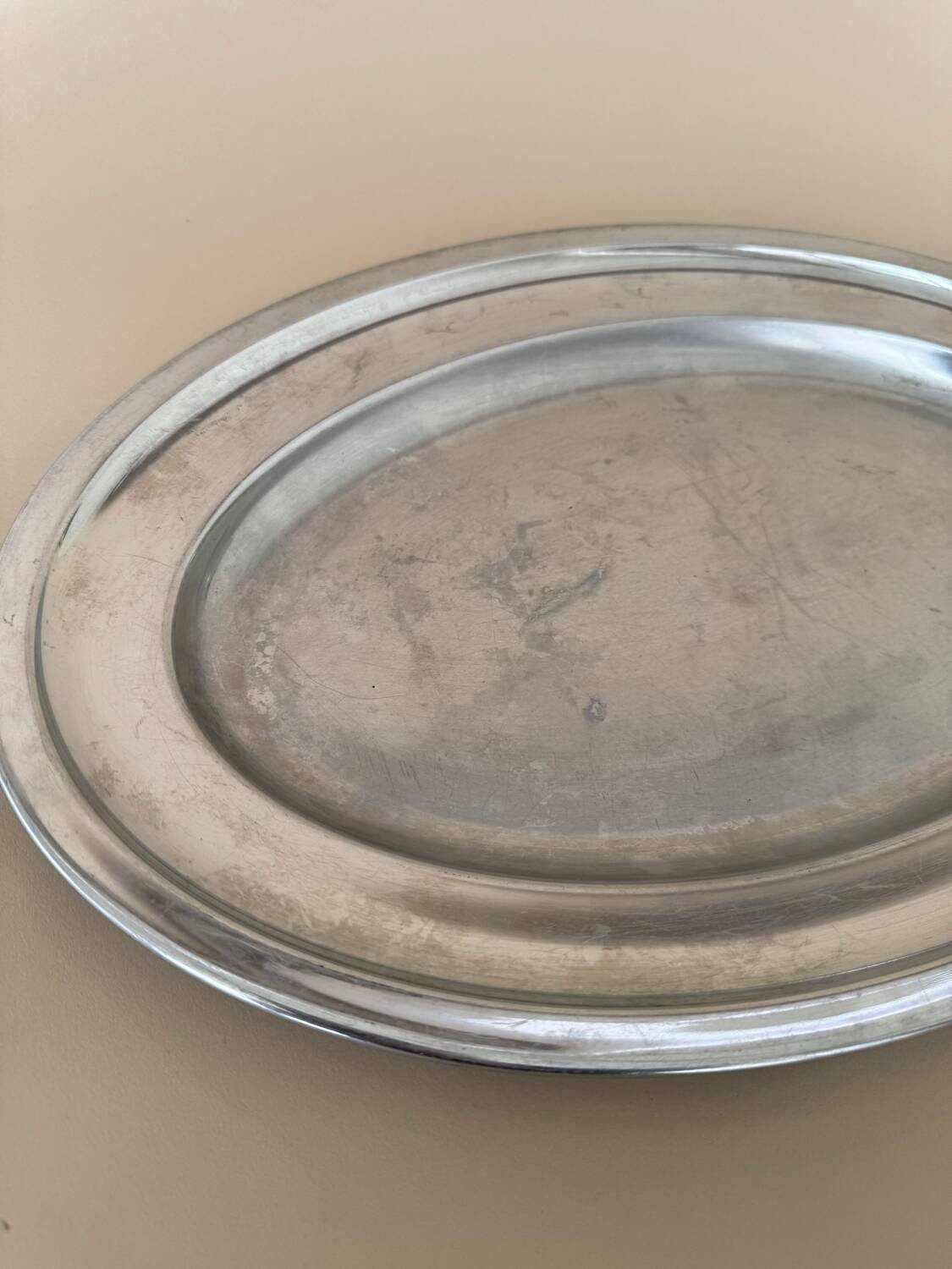 Vintage stainless steel serving tray: