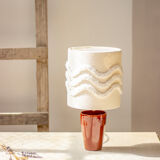 Earthenware pot lamp and lampshade with punch needle wave pattern
