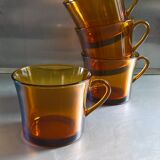 Set of four amber Duralex cups