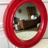1970s red round plastic mirror