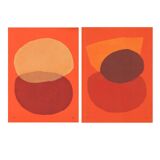 Duo of abstract paintings 30x40cm signed Eawy