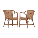 Pair of rattan armchairs year 50/60