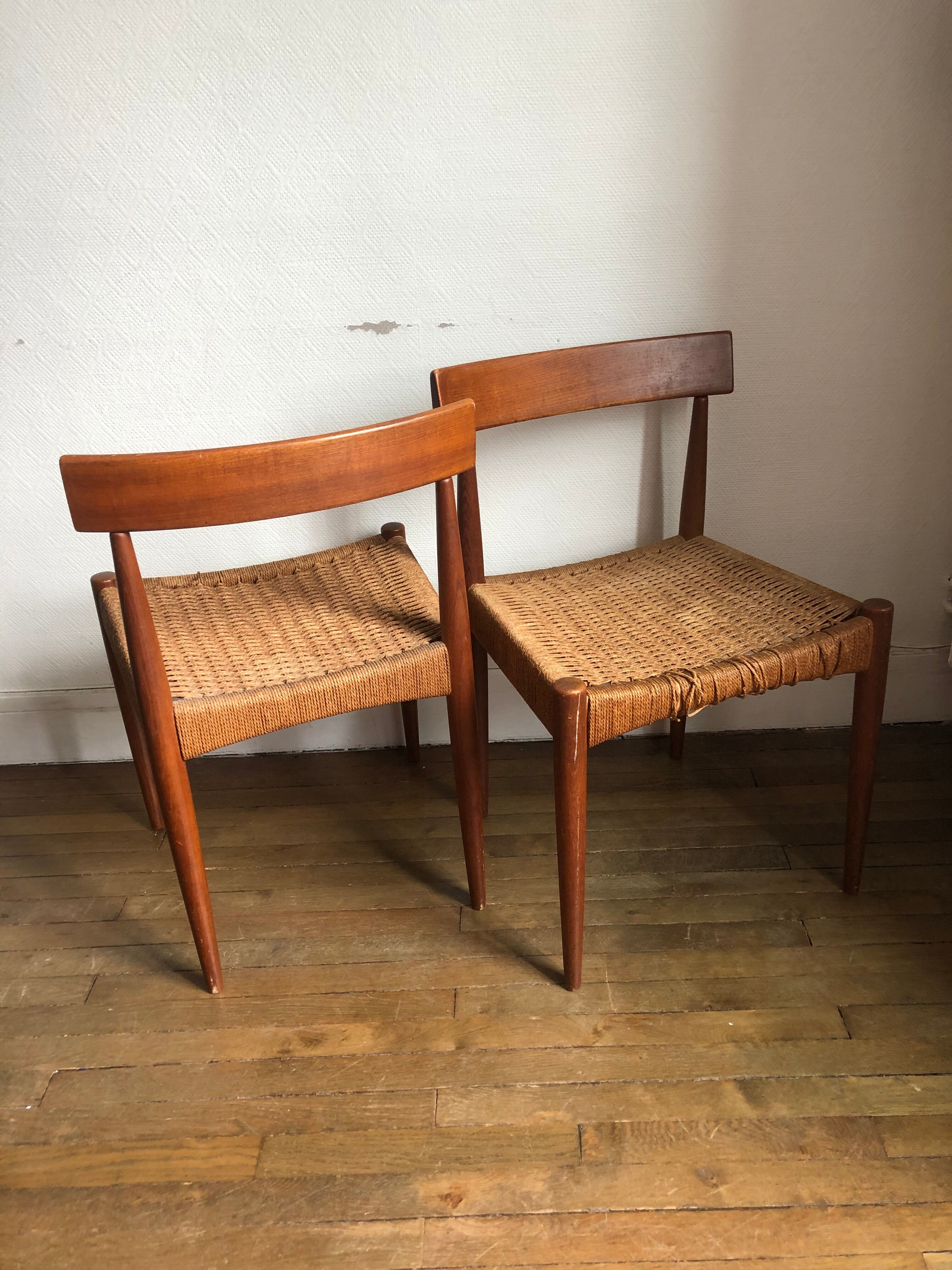 Set 2 Scandinavian chairs Mogens Kold