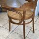 Fauteuil bistrot bureau en bois courbé assise cannée années 30