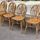 4 Windsor Wheelback English chairs in solid curved wood interior's