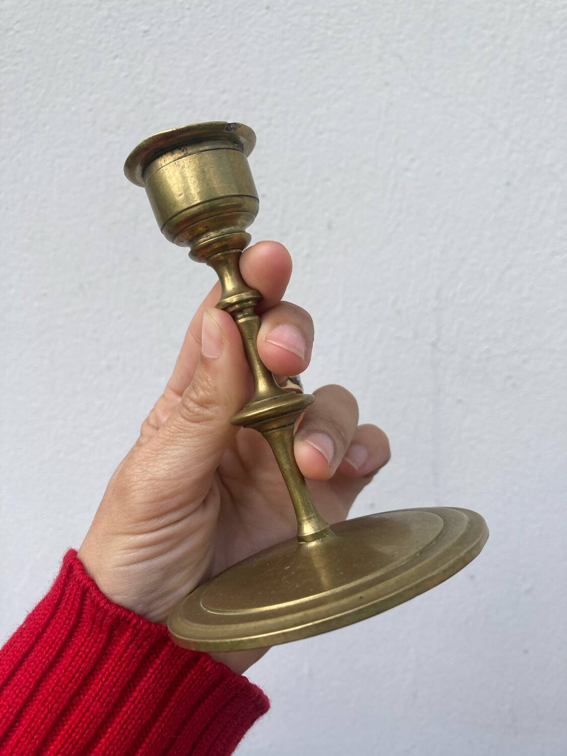 Petit bougeoir en laiton doré XIXer