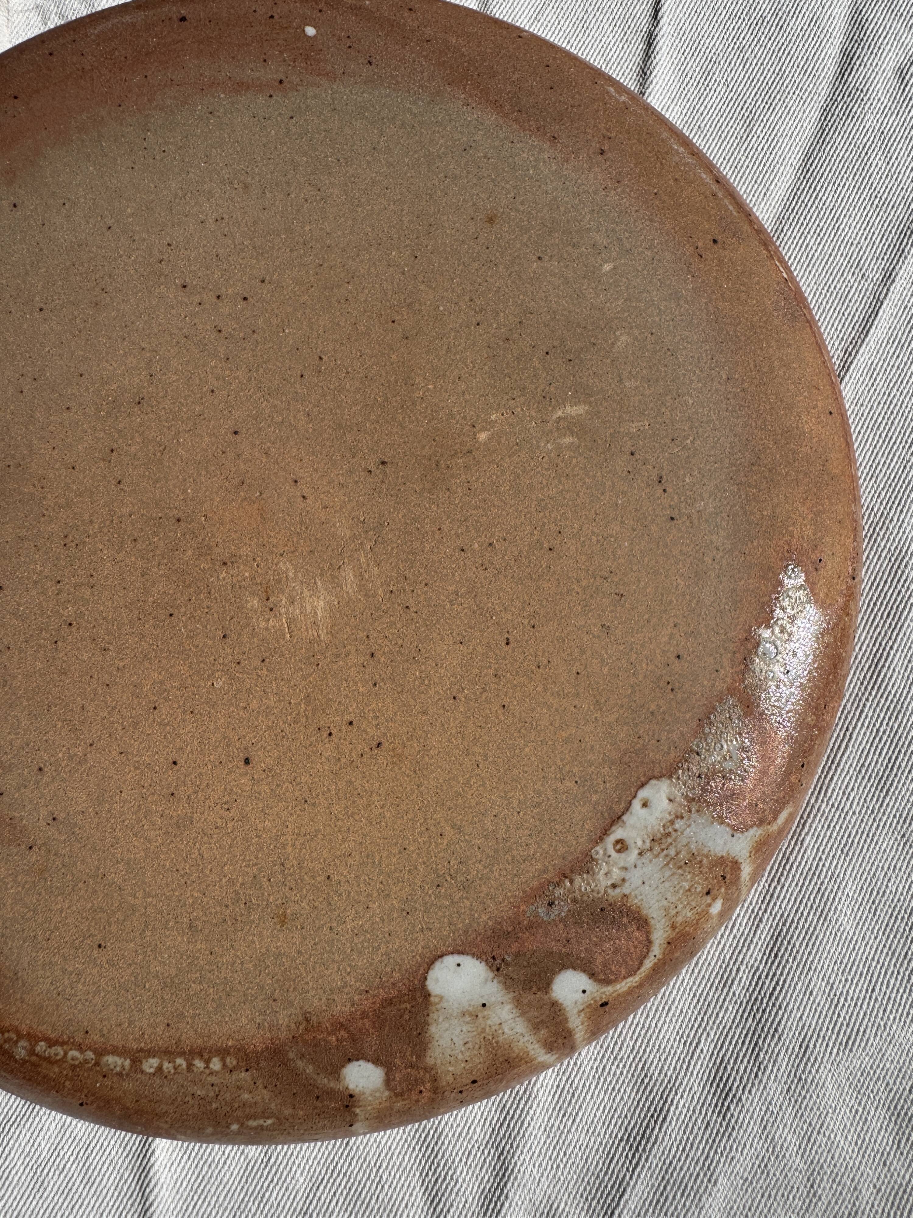 Lot de 11 assiettes en grès beige épais vintage D22,5