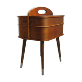 Mid century sewing box with / side table. asystent teak 1960/70s