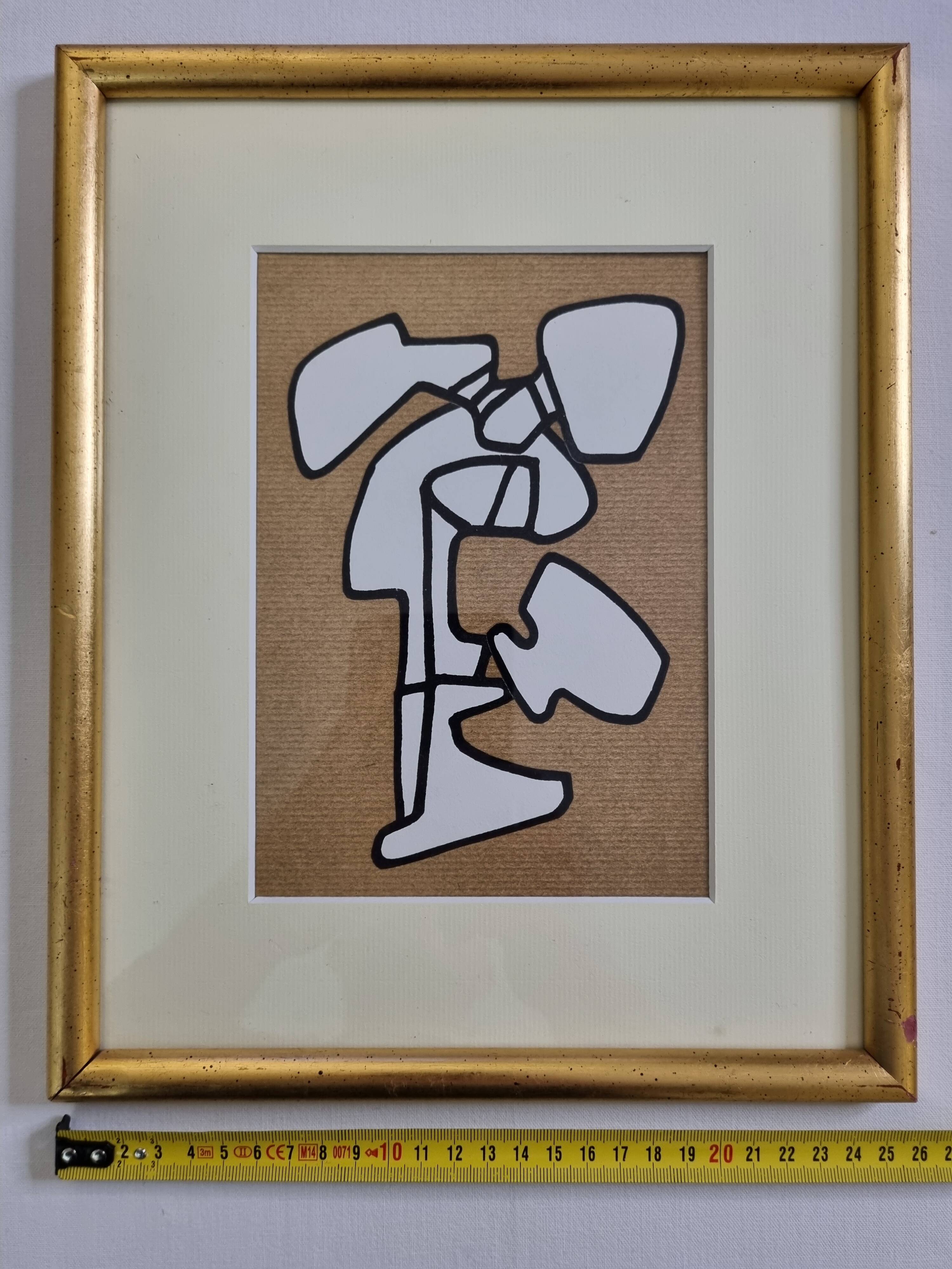 Screenprint after Jean Dubuffet framed under glass 26 cm by 32 cm