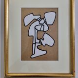 Screenprint after Jean Dubuffet framed under glass 26 cm by 32 cm