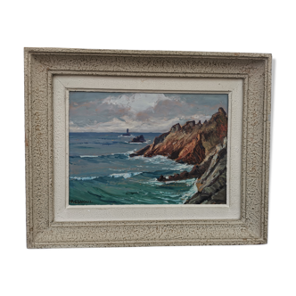 Peinture à l'huile de La pointe du Raz par Paul ESNOUL