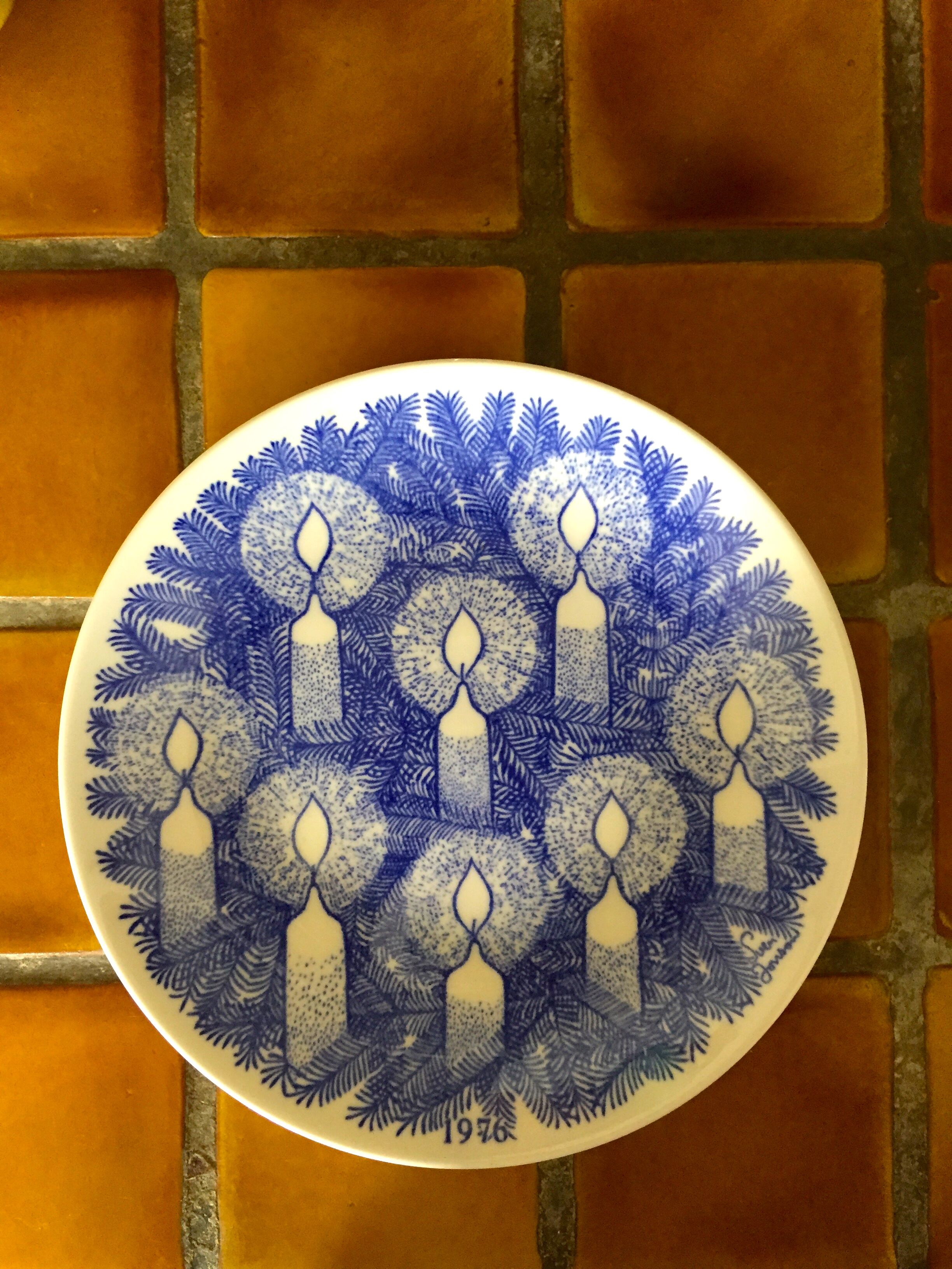 Céramique scandinave gustavberg plaque de noel suédoise ‘bougies” de