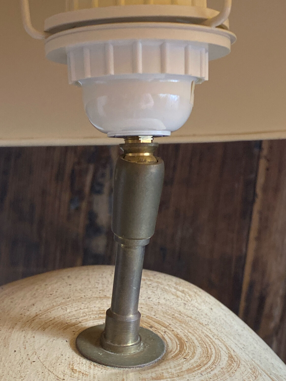 Pebble table lamp, adjustable shade, François Chatain
