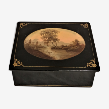 Old box with landscape decoration, School of Fédoskino, Russia