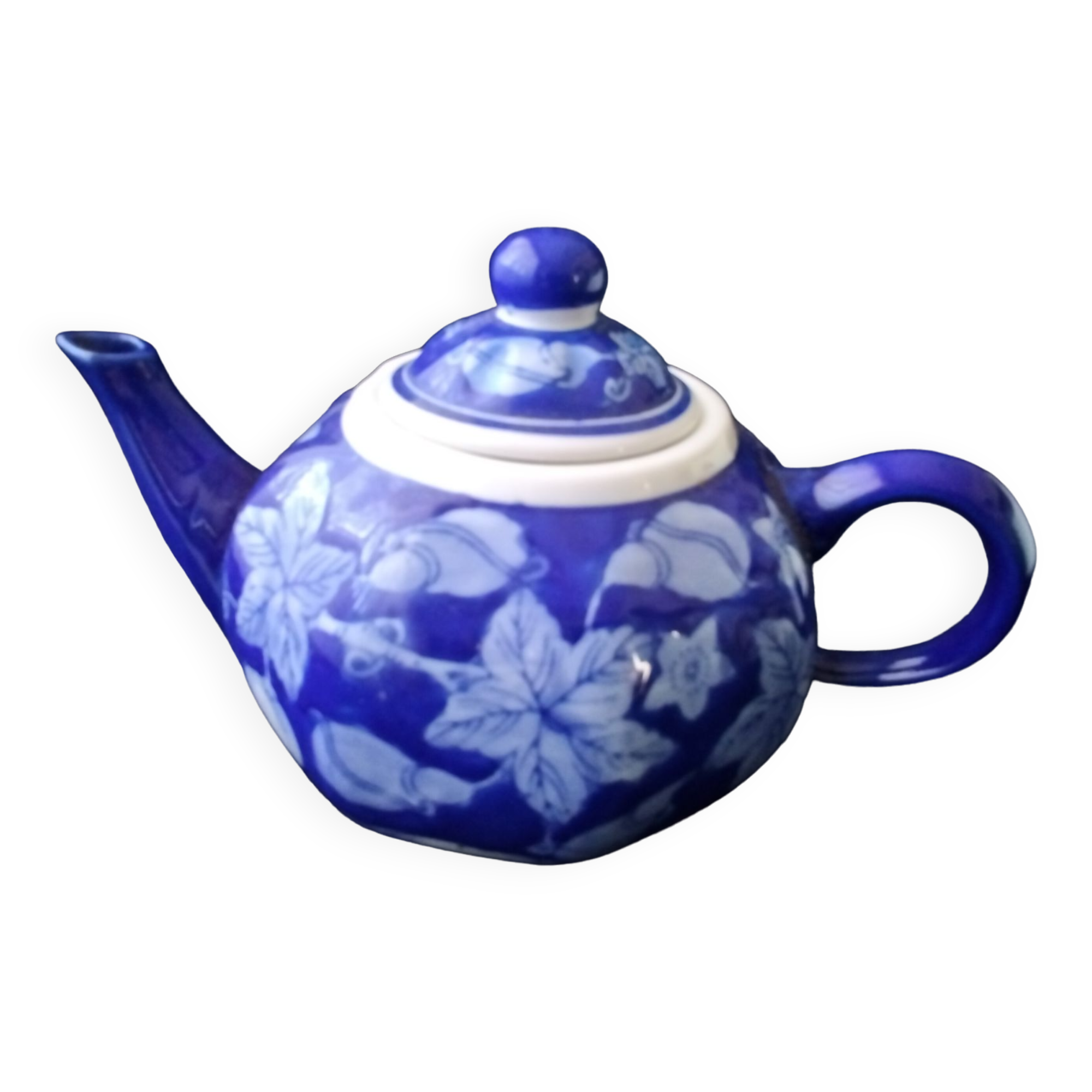 Asian ceramic teapot cobalt blue