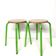 Lot de 2 tabourets vintage métal vert et bois