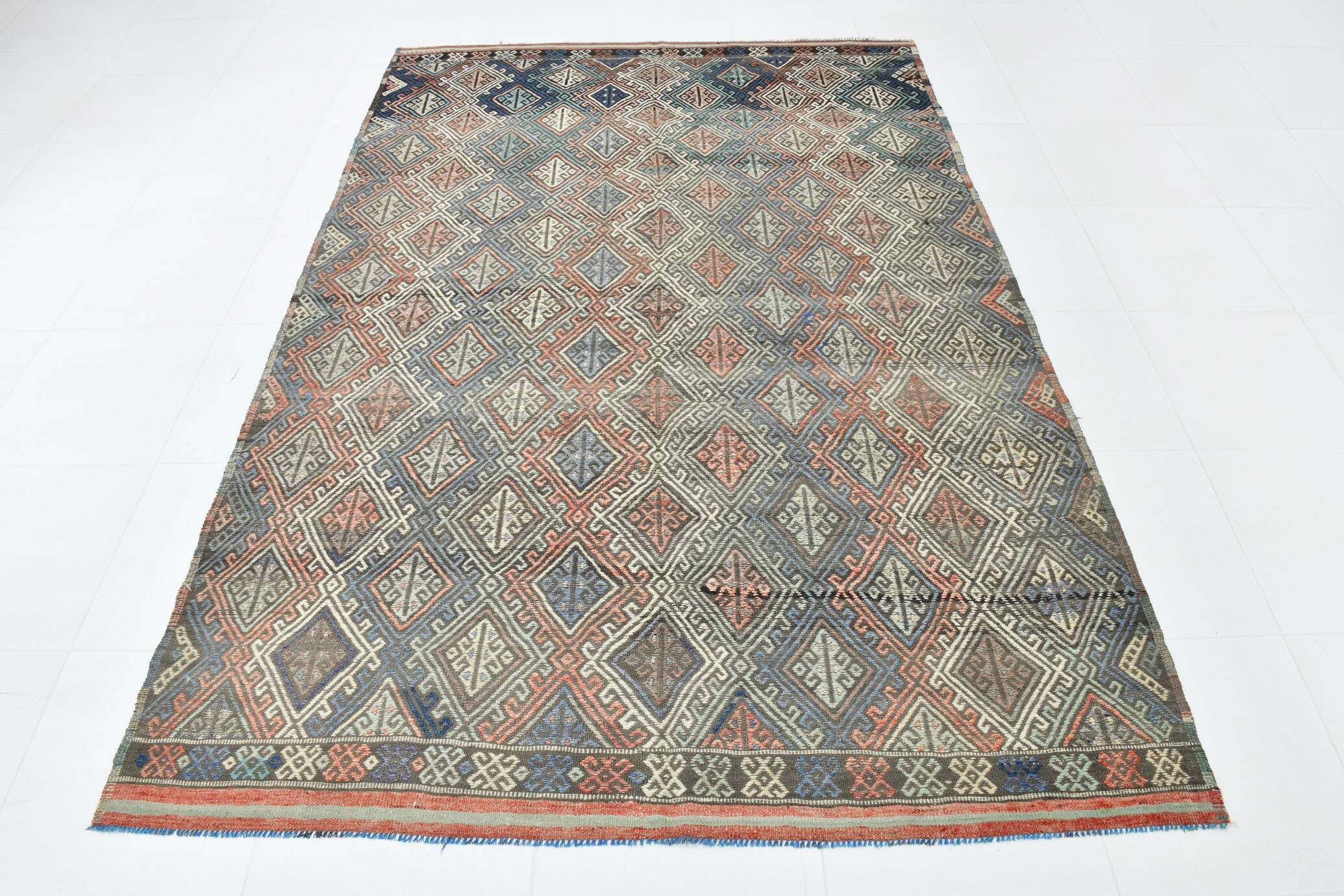 5x8 Light Blue & Green Kilim Rug, 165x245Cm