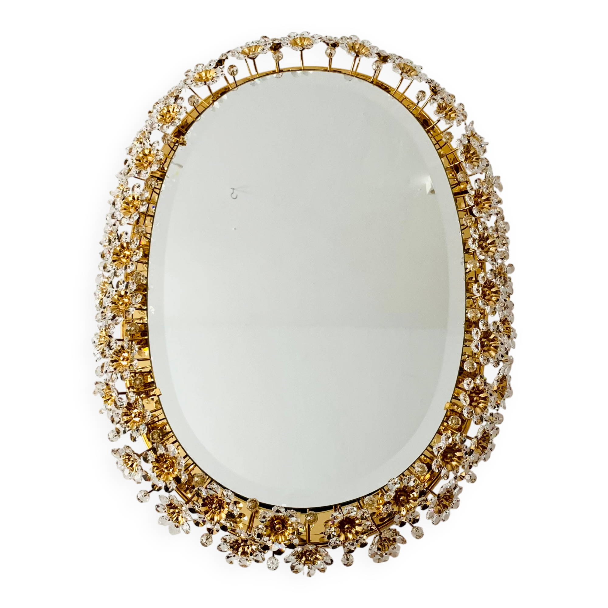 Illuminated floral mirror by Palwa