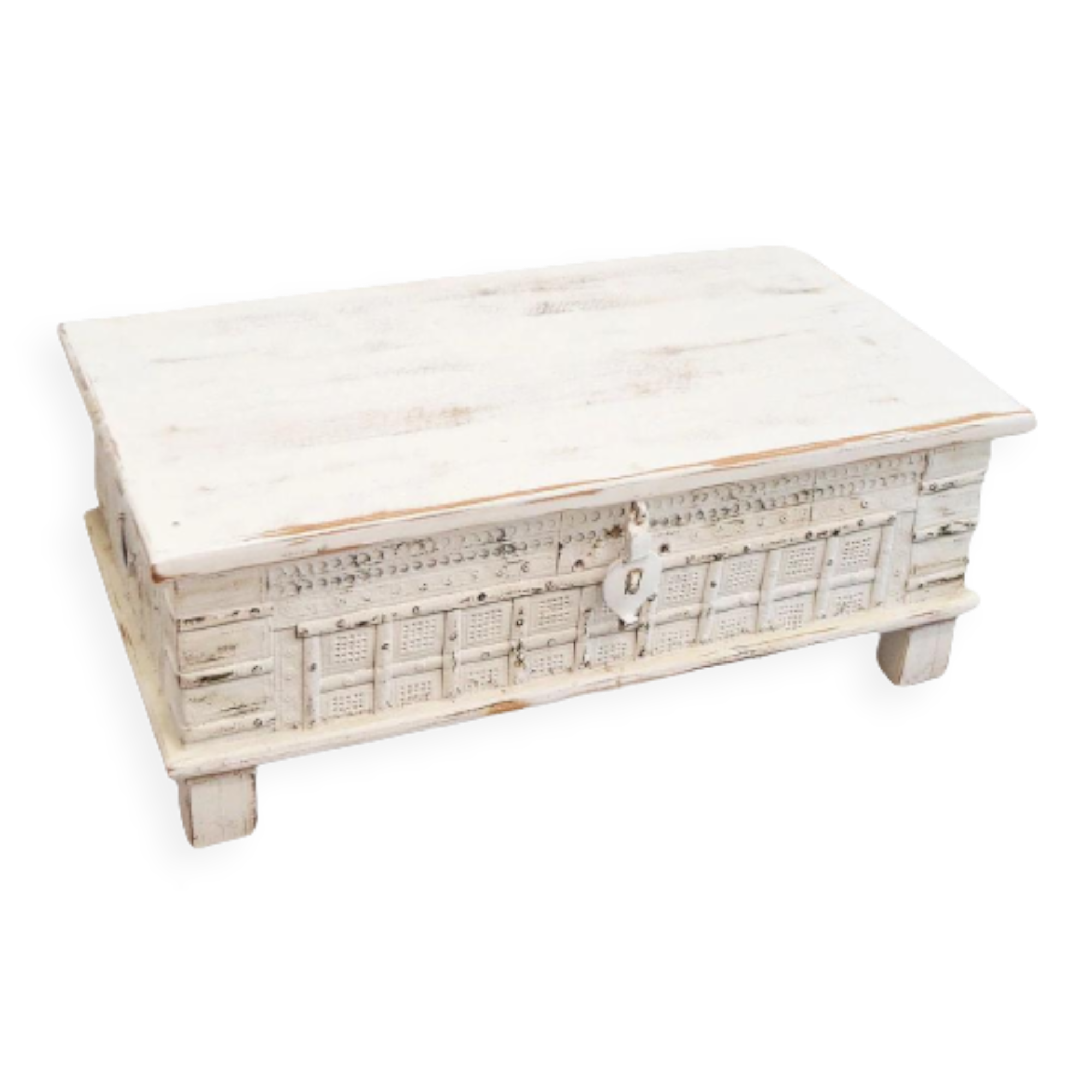 Indian wooden chest with metal decoration