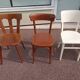 Set of 10 mismatched wooden bistro chairs - vintage