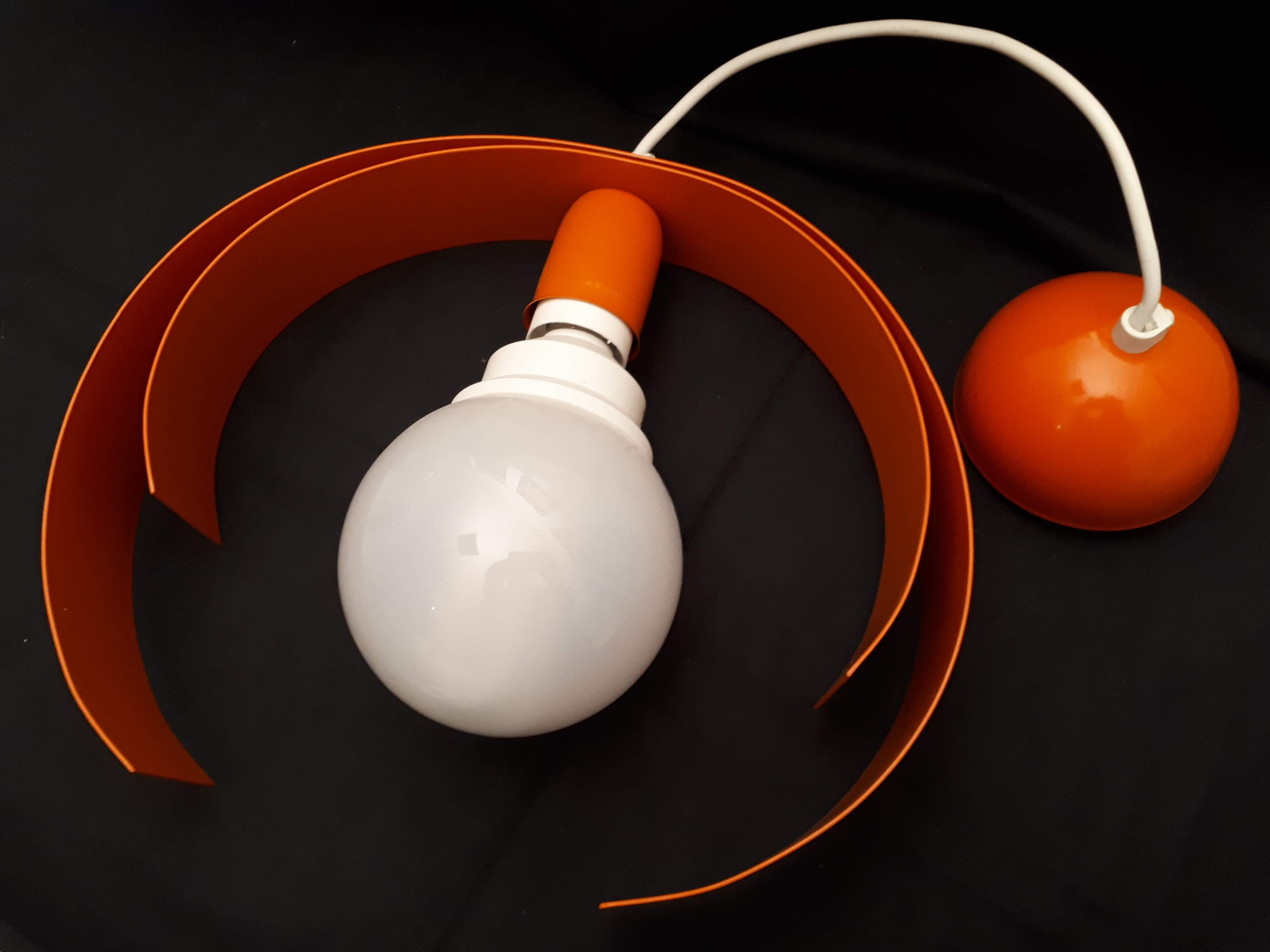 Orange metal suspension light