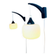 Set Of Single-Arm Wall Lamps In Teak And Opaline Glass By Uno & Östen Kristiansson For Luxus, Sweden 1960S
