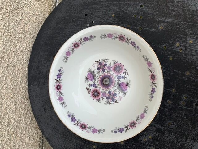 Paris porcelain salad bowl vintage floral motif 1970
