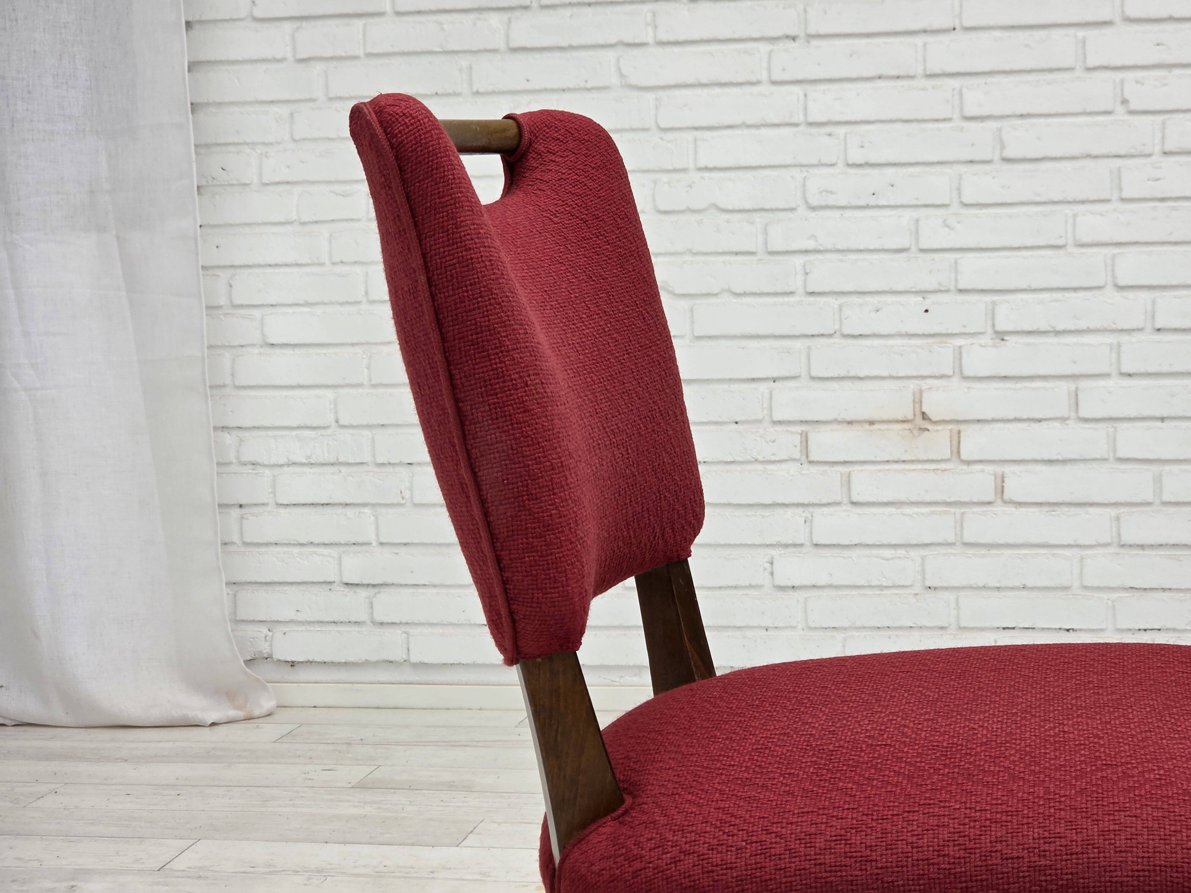 1960s, set of 6 pcs Danish dining chairs by Slagelse Møbelværk, wool.