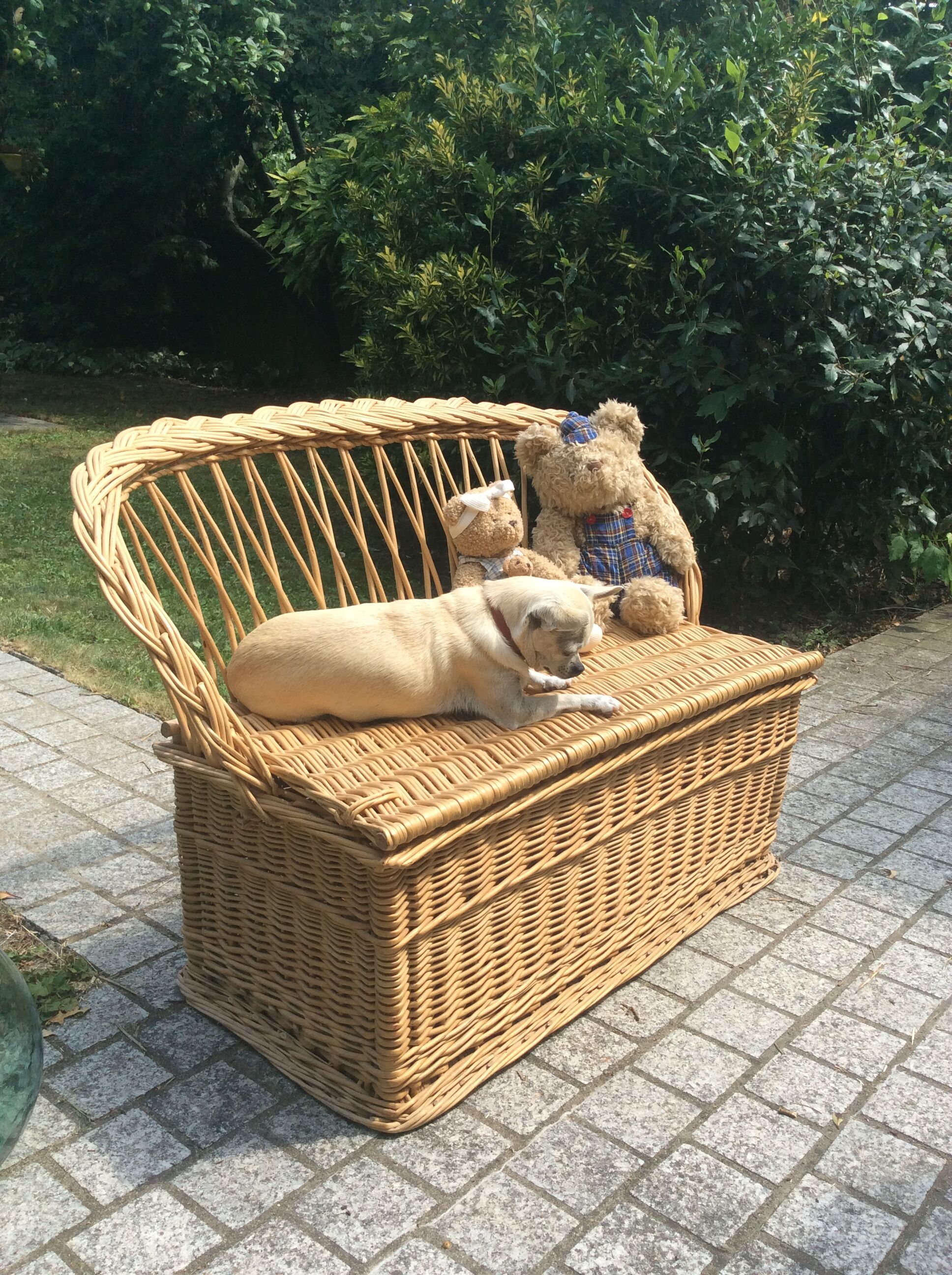 Toy box bench vintage rattan