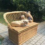 Toy box bench vintage rattan