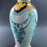 Blois earthenware vase signed Ulysse Bruneau Balon decorated with swan and crown