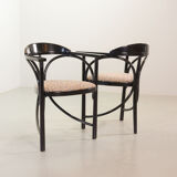 4 Wooden Black Lacquered Thonet Triangle Dining Chairs Model 87, 1980s