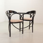 4 Wooden Black Lacquered Thonet Triangle Dining Chairs Model 87, 1980s