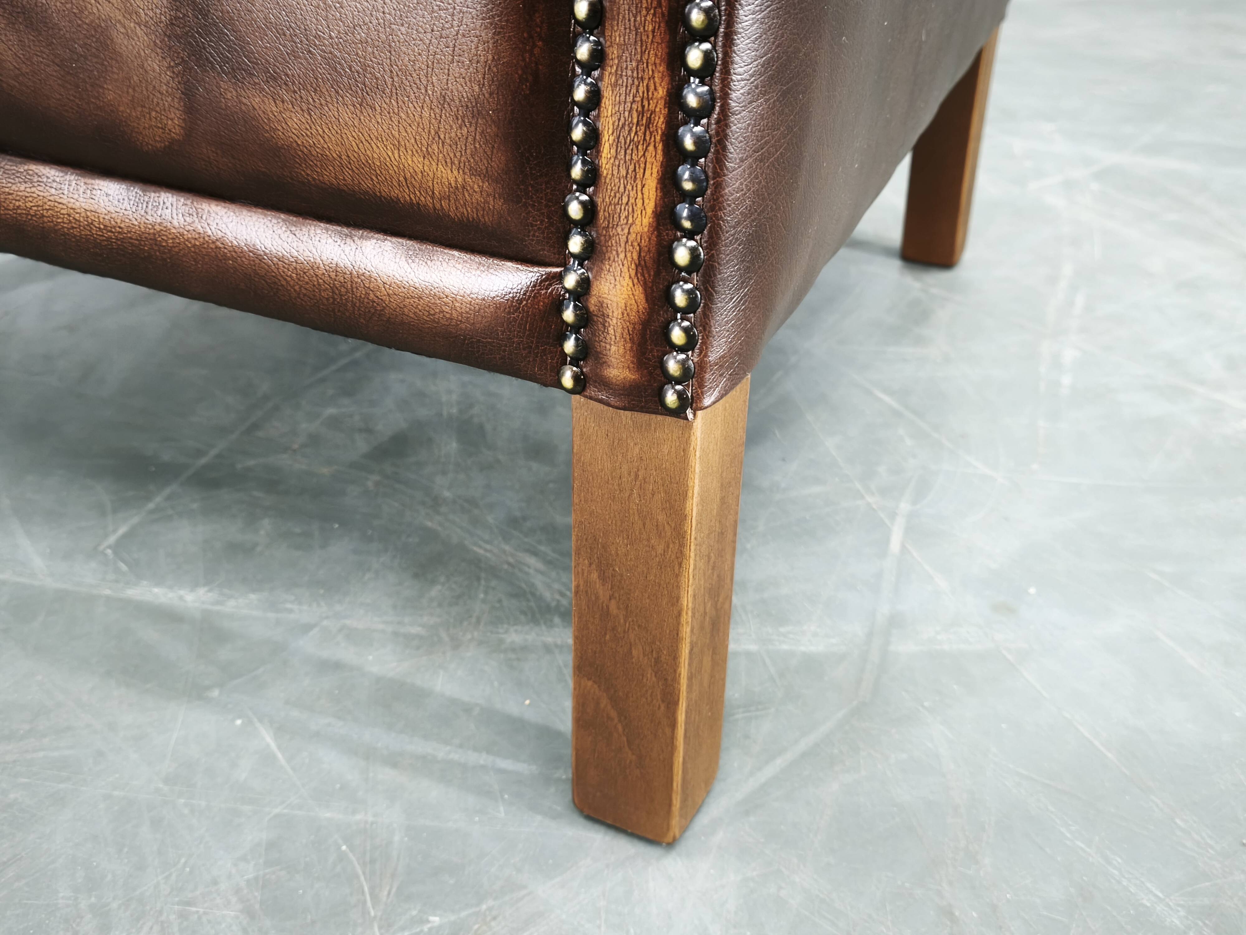Contemporary Handmade Chesterfield Leather Wingback Armchair 2010s