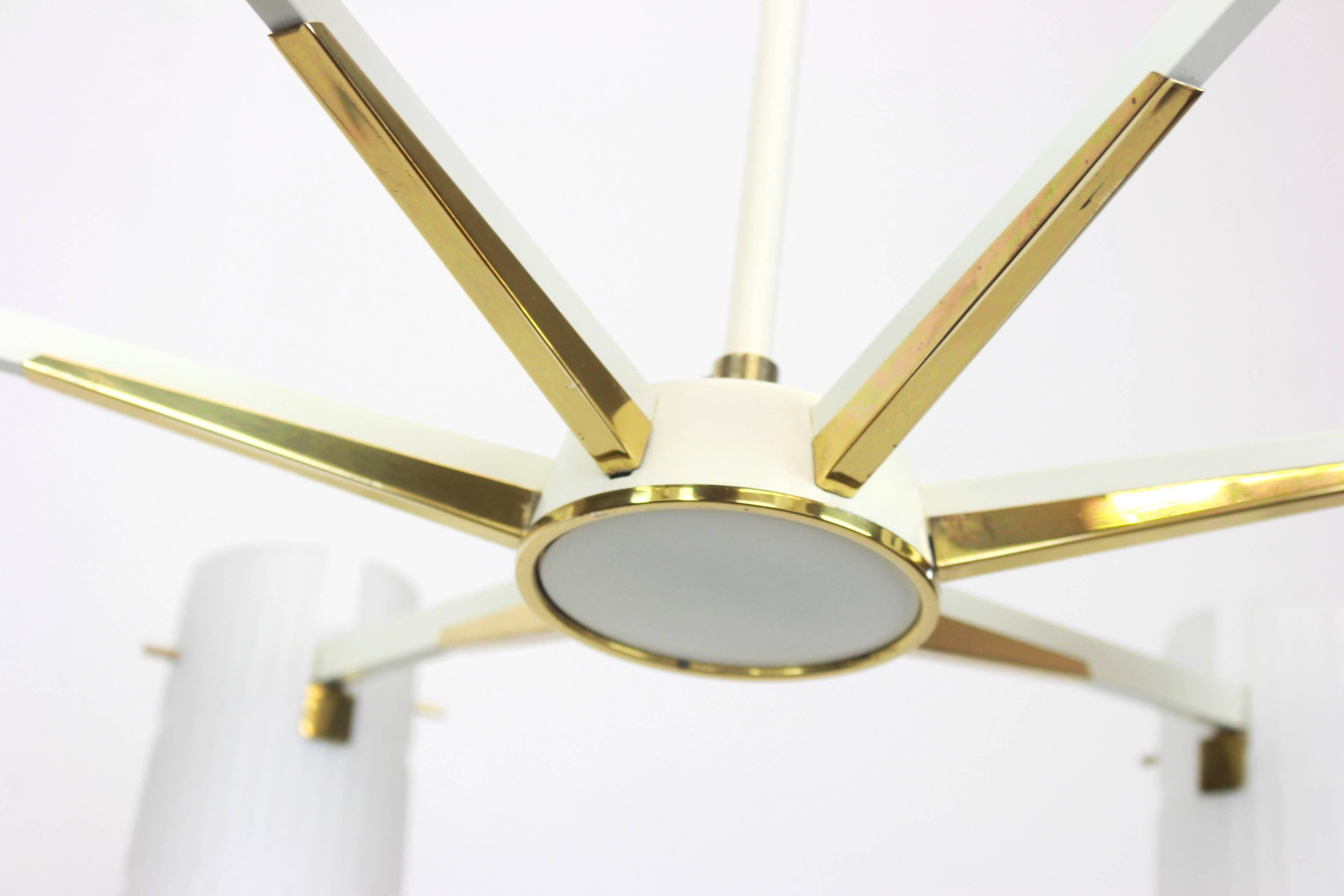 Italian glass chandelier in the shape of a star in the Stilnovo style, 1950s.