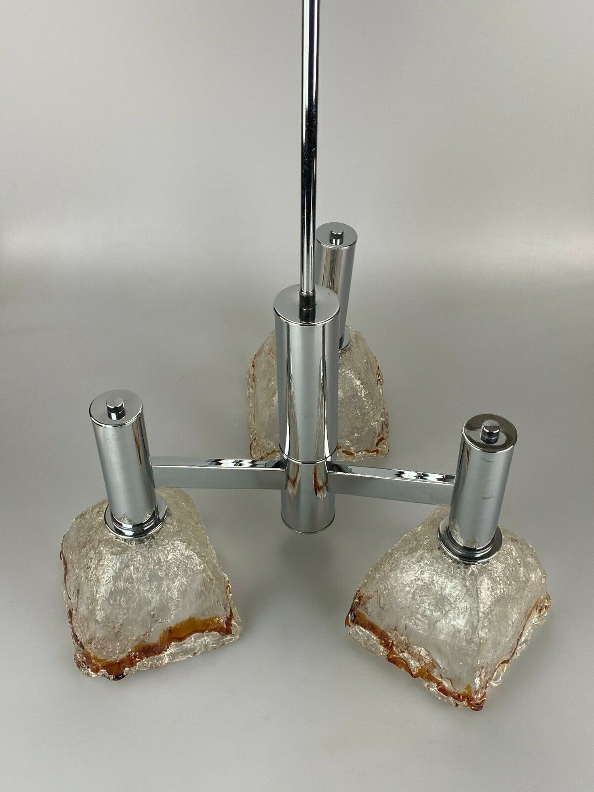 60s 70s Lamp Chrome Chandelier Chandelier Mazzega Murano Glass Design