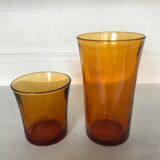 Set of 10 amber Duralex glasses