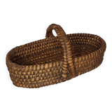 Vintage Oval Woven Rattan Basket – Authentic Rustic Charm