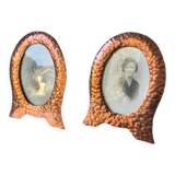 Pair of art nouveau copper metal photo frames